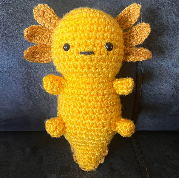 yellow, crocheted ocelotl